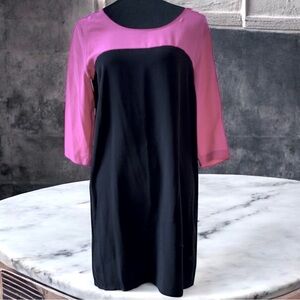 AMANDA UPRICHARD Silk Pink/Black Colorblock Dress (S)